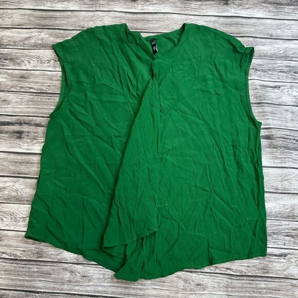 MNG Basics Women's Sleeveless Crinkle Ruffle Detail Tank Blouse Emerald Green 8 - Picture 11 of 12